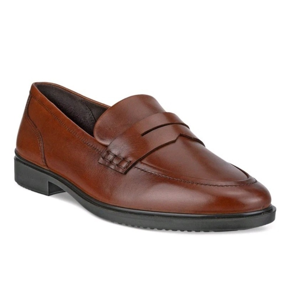 ECCO Women's Dress Classic 15 Penny Loafer Brown Cognac Preppy Size‎ 8-8.5 NIB